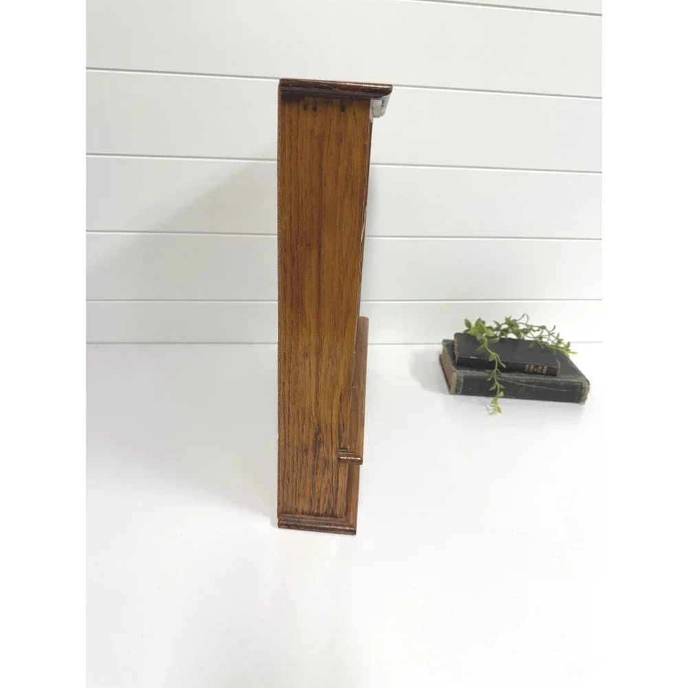 Vintage Wood trinket Box Wall Shelf 9 Cubby 3 Drawer Curio Collectibles Display